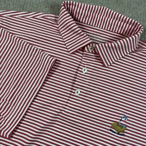 Vineyard Vines Performance Red Striped Polo Eastward Ho! Men's Size Large EUC